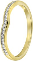 Lucardi - Dames Ring met 21 diamanten 0,10ct - Ring - Cadeau - 14 Karaat Goud - Geelgoud