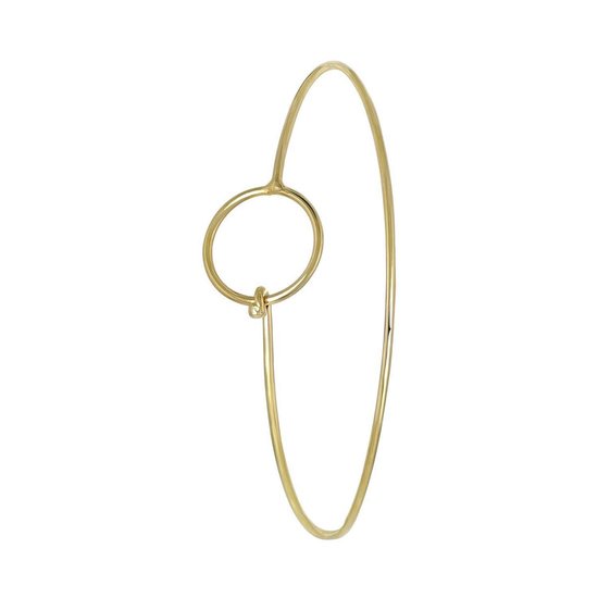 Lucardi Dames Goldplated armband bangle cirkel - Goudkleurig - Armband - Cadeau - Stijlvol - Goudkleurig