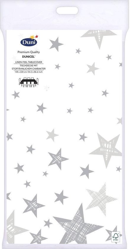 Duni Tafelkleed Shining Star 138 X 220 Cm Papier Wit/grijs | bol.com