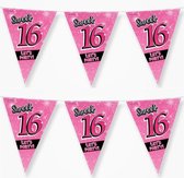 2x stuks sweet 16 slingers 10 meter roze - 16e Verjaardag - Vlaggenlijnen/slingers - Feestversiering