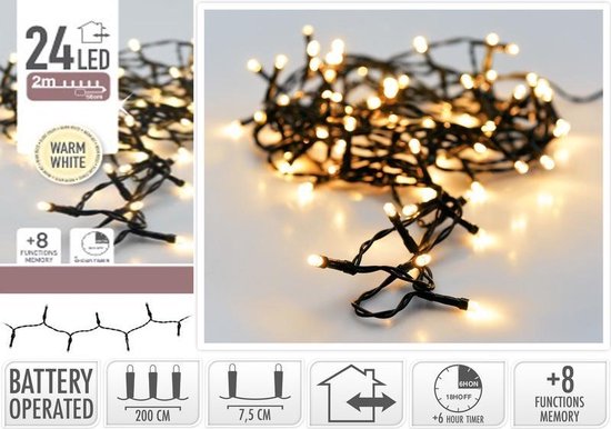 Kerstverlichting 24 warm witte lampjes op batterij 2 meter met timer -... |  bol.com