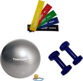 Tunturi - Fitness Set - Gewichten - 2 x 4 kg - Fitness Bal - Weerstandsbanden - Resistance Band