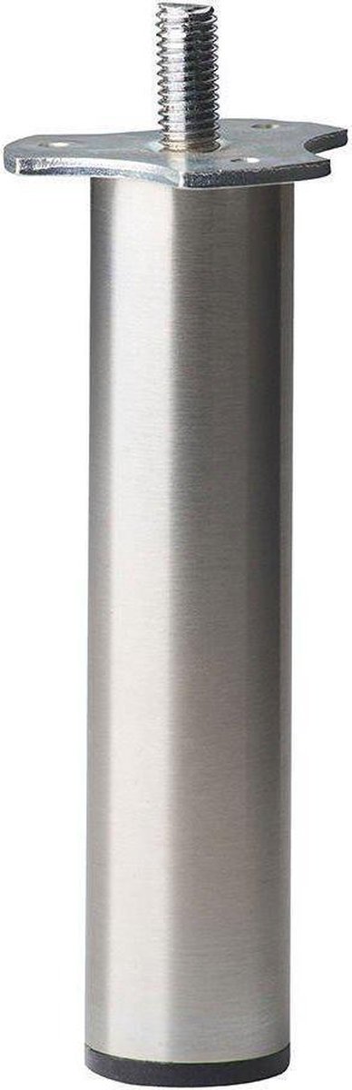 FLE - Stalen meubelpoot rvs look rond ø 3 cm en hoogte 14 cm (M8)