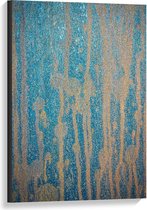 Canvas  - Blauwe Muur met Geel - 60x90cm Foto op Canvas Schilderij (Wanddecoratie op Canvas)