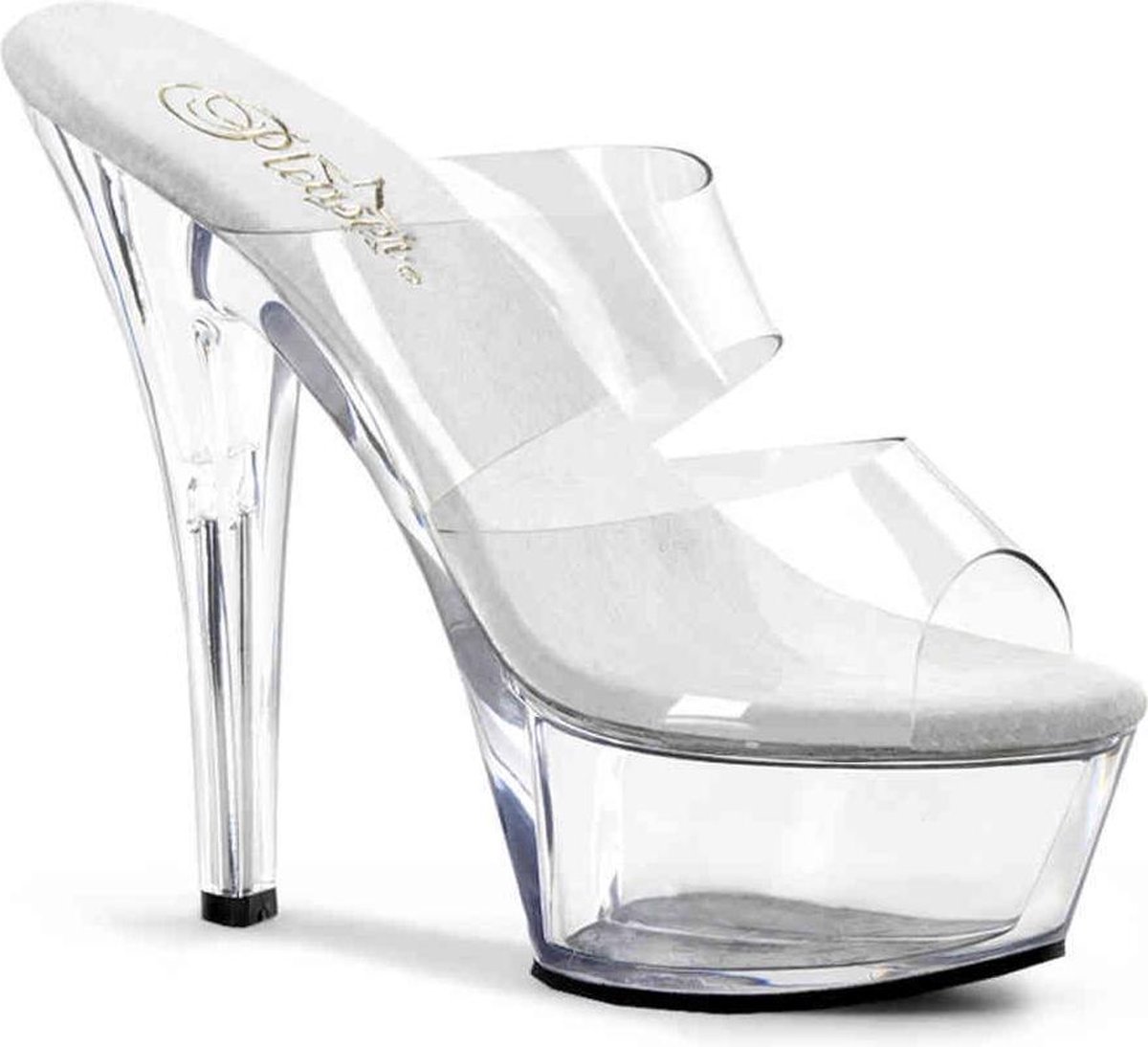 Pleaser - KISS-202 Muiltjes - Paaldans schoenen - 40 Shoes - Transparant/Zilverkleurig