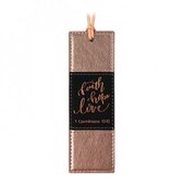 Boekenlegger - Lux Leather Bookmark Faith Hope Love