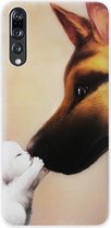 ADEL Siliconen Back Cover Softcase Hoesje Geschikt voor Huawei P20 Pro - Hond Kat Familie