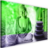 Schilderij Boeddha zen spa, 2 maten, groen/grijs, Premium print