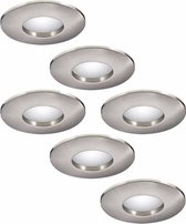 8x HOFTRONIC Vegas - Inbouwspot met afstandsbediening - LED - Zaagmaat 73mm - RVS - Dimbaar - 5 Watt - 350 lumen - 230V - 2700K Extra warm wit - Verwisselbare GU10 - Plafondspots - Inbouwspot voor badkamer en buiten - 5 jaar garantie