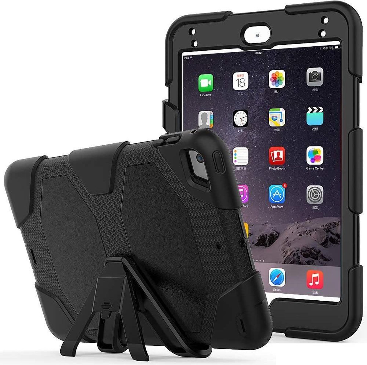 Extreme Robuuste Armor Case Hoesje Tablethoes Geschikt voor: iPad 2017 / iPad 2018 - Zwart