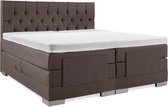Boxspring Elektro Plint 180x220 Compleet Bruin Gecapitoneerd