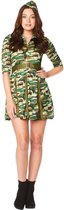 Karnival Costumes Leger Camouflage Kostuum Dames Carnavalskleding Dames Carnaval - Polyester - Maat XS - 3-Delig Hoed/Jurk/Riem