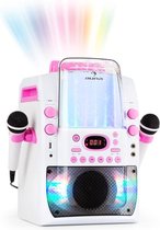 Auna Kara Liquida BT Karaoke set - Inclusief 2 microfoons - Bluetooth - Met lichtshow en waterfontein - Karaoke voor kinderen - Wit/roze