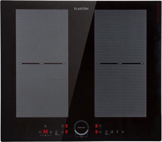 Klarstein Delicatessa 60 - Inductiekookplaat Inbouw - 4 Zones: 7000 W (2 X 2000 W / 2 X 1500 W) - 9 Vermogensstanden Met Thermoboost - Kookplaat: 60 X 52 Cm - Glaskeramisch Oppervlak - EcoTherman Controle - Flexzone - Elegant - Zwart