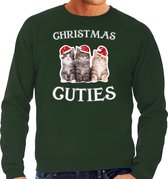 Kitten Kerstsweater / Kersttrui Christmas cuties groen voor heren - Kerstkleding / Christmas outfit 2XL