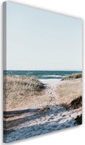 Schilderij Pad naar het strand, 2 maten, beige/blauw, Premium print