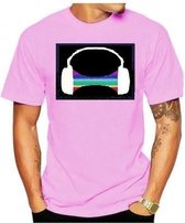 LED - T-shirt - Equalizer - Roze - Headphone - M