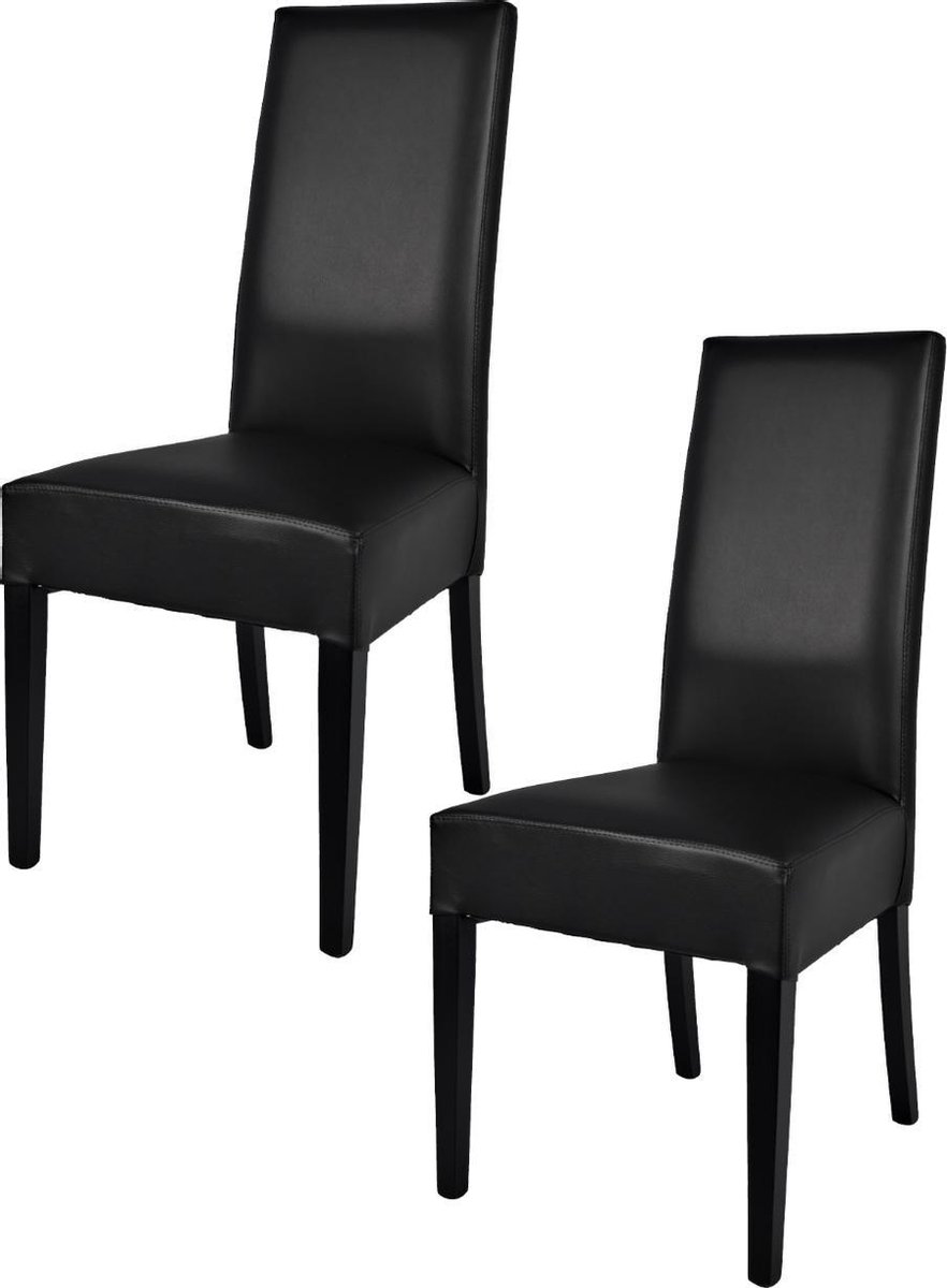 Tommychairs Luisa - Eetkamerstoelen - Set van 2 - Zwart - Kunstleer & Hout
