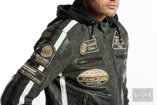 Urban 5884® - Fifty Eight - Heren Motorjas - RundLeer- Breaker Grey - Vintage - Hoodie - Maat 2XL