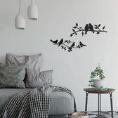 Metalen wanddecoratie Tree Bird (set van 2) - 70x26cm