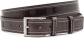 JV Belts Unisex riem bruin met golfpatroon - heren en dames riem - 3.5 cm breed - Bruin - Echt Leer - Taille: 110cm - Totale lengte riem: 125cm