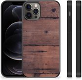 GSM Hoesje Customize Geschikt voor iPhone 12 Pro Max Leuk TPU Back Cover met Zwarte rand Old Wood