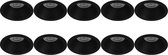 Spot Armatuur 10 Pack - Pragmi Pollon Pro - GU10 Fitting - Inbouw Rond - Mat Zwart - Aluminium - Verdiept - Ø82mm - BES LED