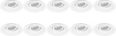 Spot Armatuur 10 Pack - Pragmi Domy Pro - GU10 Fitting - Inbouw Rond - Mat Wit - Aluminium - Verdiept - Kantelbaar - Ø105mm - BES LED
