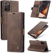 Portemonnee Hoesje Samsung Galaxy Note 20 Retro Wallet Case - Coffee
