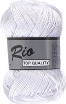 Lammy yarns Rio katoen garen - wit (005) - pendikte 3 a 3,5 mm - 1 bol van 50 gram