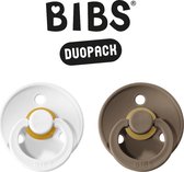 BIBS Fopspeen - Maat 2 (6-18 maanden) DUOPACK - White & Dark Oak - BIBS tutjes - BIBS sucettes
