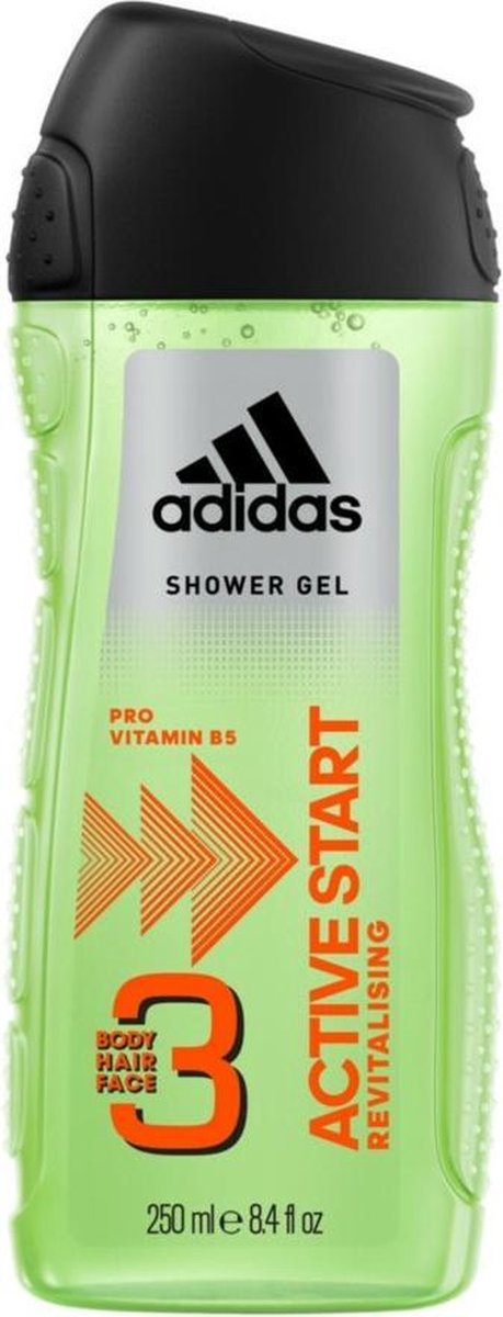 Adidas Active Start Hair & Body 3 - 6 x 250 ml - Douchegel - Voordeelverpakking