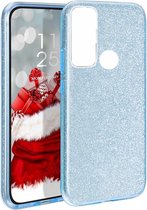 Samsung Galaxy A21S Hoesje Glitters Siliconen TPU Case Blauw - BlingBling Cover