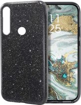 Motorola G8 Power Lite Hoesje Glitters Siliconen TPU Case zwart - BlingBling Cover