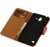 Bookstyle Wallet Case Hoesjes Geschikt voor Huawei Ascend Y550 Roze