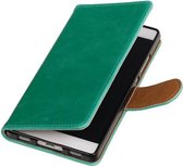 Zakelijke Book Case Telefoonhoesje Geschikt voor de Huawei P8 - Portemonnee Hoesje - Pasjeshouder Wallet Case - Groen