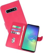 Hoesje Geschikt voor de Samsung Galaxy S10 Plus - Kaarthouder Book Case Telefoonhoesje - Roze