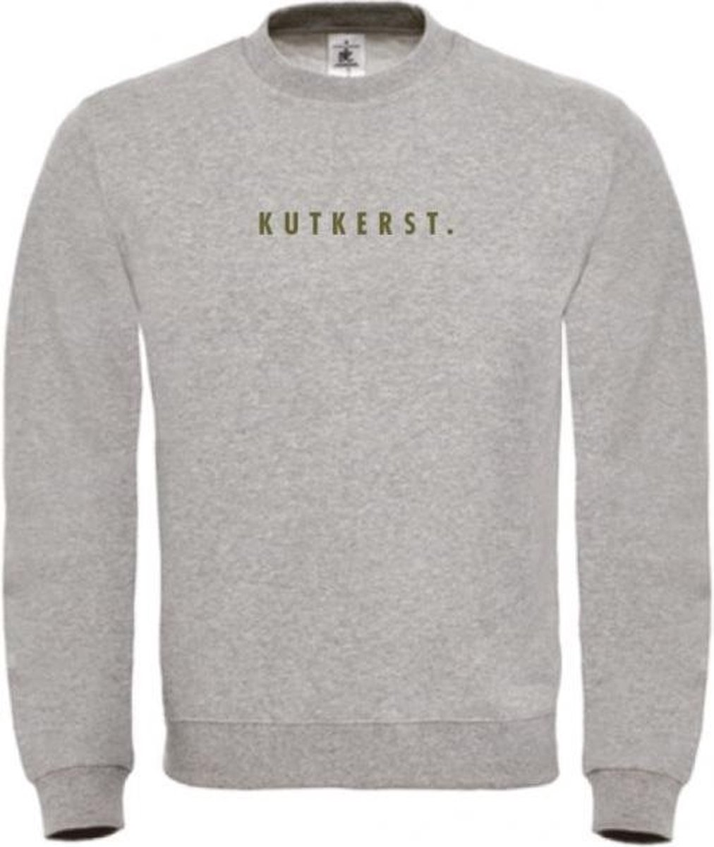Foute kersttrui grijs L - Kutkerst - olijfgroen - soBAD. | Kersttrui soBAD. | kerstsweaters volwassenen | kerst hoodie volwassenen | Kerst outfit | Foute kerst truien