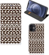 Hoesje Geschikt voor iPhone 12 Mini Bookcase Aztec Brown