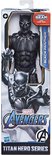 Black Panther speelfiguur in verpakking, met afbeeldingen van Black Panther en het Avengers logo.