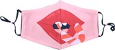 Mondkapje wasbaar - verstelbaar - 100% Katoen - Roze - Lippen