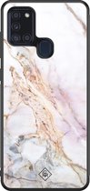 Samsung A21s hoesje glass - Parelmoer marmer | Samsung Galaxy A21s  case | Hardcase backcover zwart