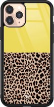 iPhone 11 Pro hoesje glass - Luipaard geel | Apple iPhone 11 Pro  case | Hardcase backcover zwart