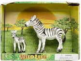 Plastic safari dieren zebra en veulen voor kinderen - Wildlife - Plastic dieren speelsets - Verschillende wilde dieren