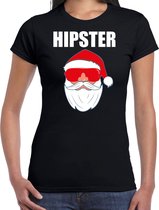 Fout Kerst shirt / Kerst t-shirt Hipster Santa zwart voor dames- Kerstkleding / Christmas outfit S