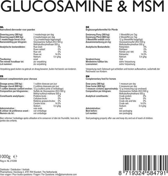 Navulverpakking Glucosamine Msm 1000 Gram Bol Com