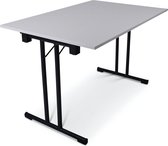 Inklapbare tafel recht | 120x80 | T-frame | Blad: Grijs | Frame: Zwart