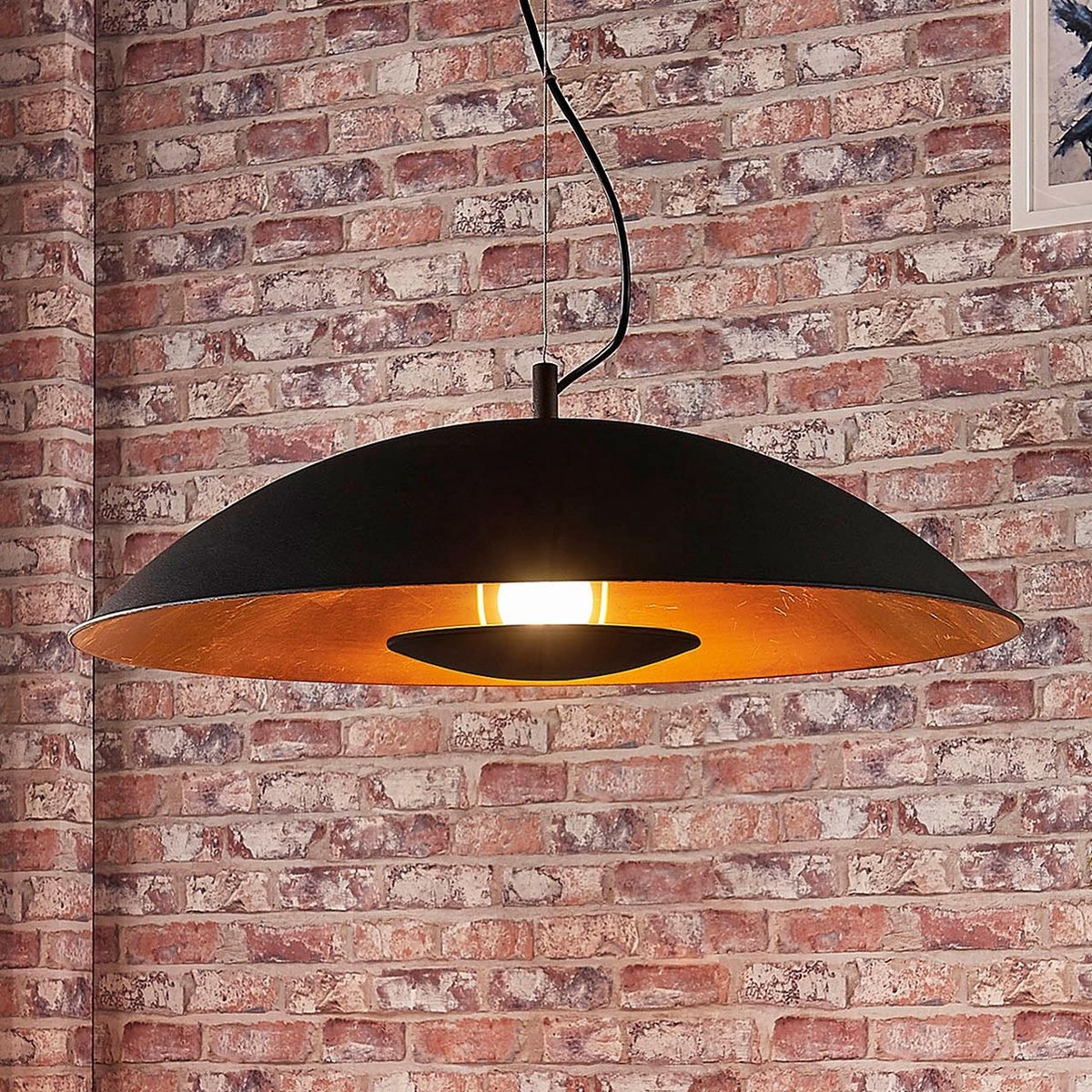 Lindby - hanglamp - 1licht - metaal - E27 - zwart, goud