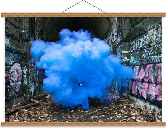 Schoolplaat – Grote Blauwe Poeder Wolk - 90x60cm Foto op Textielposter (Wanddecoratie op Schoolplaat)