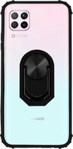 Colorfone Huawei P40 Lite Hoesje Transparant Zwart - Ring Telefoonbutton